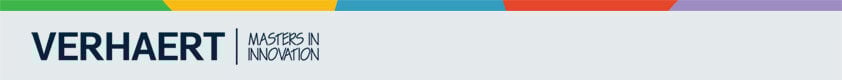 VERHAERT Group logo footer with color bar (grey bg)